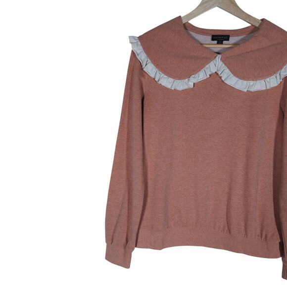 Current Air Womens Ruffle Collar Sweatshirt Small Preppy Vintage Soft Balletcore - Picture 3 of 13